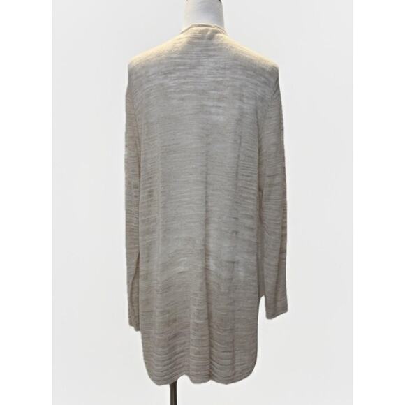 Eileen Fisher Cardigan Sweater Womens 1X Beige Linen Blend Open Front - Picture 3 of 8
